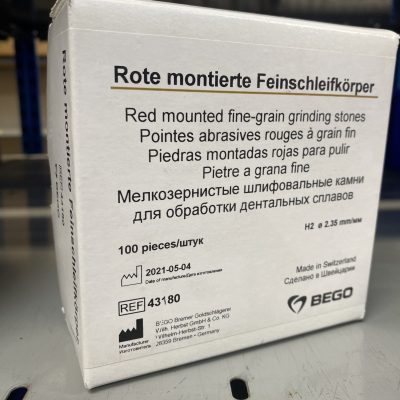 Bego - Fine Red Mounted Grinding Stone (Pack of 100)